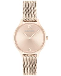 Calvin Klein - Analogue Quartz Watch For Women With Carnation Gold Colored Stainless Steel Mesh Bracelet - 25200059 - Lyst