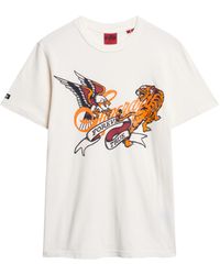 Superdry - T-Shirt mit Tattoo-Schriftzug Wollweiß XXL - Lyst
