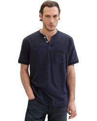 Tom Tailor - Basic Serafino T-Shirt mit Streifen - Lyst
