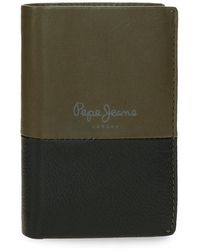 Pepe Jeans - Dual Vertical Wallet With Purse Green 8.5 X 10.5 X 1 Cm Leather - Lyst