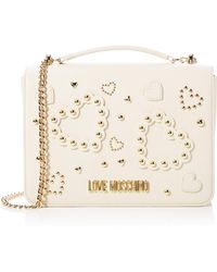 LOVE MOSCHINO IVORY STITCHED CROSSBODY BAG JC4296