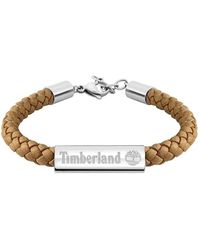 Timberland - BAXTER LAKE TDAGB0001805 Bracelet pour homme en acier inoxydable noir et cuir marron Longueur : 18,5 cm + 2,5 cm - Lyst