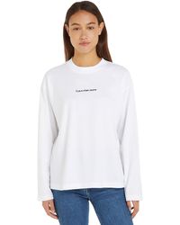 Calvin Klein - L/s Knit Tops White - Lyst