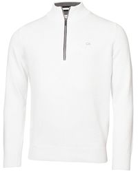 Calvin Klein - Pull de Golf 1/2 Zip pour Blanc Taille S - Lyst