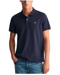 GANT - S Shield Short Sleeve Pique Polo Shirt Navy L - Lyst