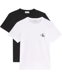 Calvin Klein - Donna T-Shirt iche Corte Confezione da 2 Logo Tee con Scollo Rotondo - Lyst