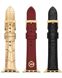 Michael Kors - Geschenkset Apple Watch Bänder 38 mm 40 mm 41 mm 42 mm 44 mm 45 mm Leder schwarz rot goldfarben - Lyst