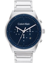Calvin Klein - Quartz 25200300 Stainless Steel And Leather Strap Watch - Lyst