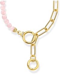 Thomas Sabo - Gold-plated Link Chain Necklace With Rose Quartz Beads 925 Sterling Silver - Lyst