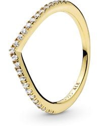 PANDORA - Sparkling Wishbone Ring - Lyst