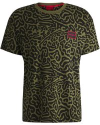 HUGO - Stretch-cotton Pyjama T-shirt With Seasonal Pattern - Lyst