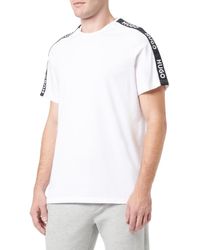 HUGO - S Sporty Logo T-shirt Relaxed-fit T-shirt In Stretch Cotton With Logo Tape White - Lyst
