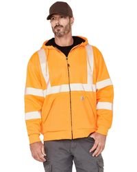 Carhartt - Big & Tall High Visibility Loose Fit Midweight Thermal Lined Full Zip Class 3 Sweatshirt - Lyst