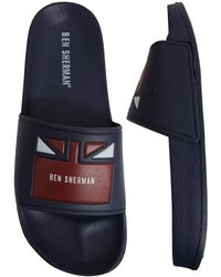 Mules avec logo Ben Sherman pour homme en coloris Bleu Homme Chaussures Sandales claquettes et tongs Sandales en cuir 