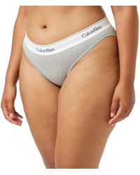 Calvin Klein - Bikini Slip Modern Cotton Bund mit Logoschriftzug grau Größe L - Lyst