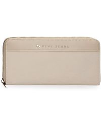 Pepe Jeans - Morgan Wallet With Card Holder Beige 19.5x10x2cm Polyester And Pu By Joumma Bags - Lyst