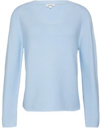 S.oliver - Gerippter Strickpullover aus Baumwollmix mit V-Ausschnitt Royalblau 38 - Lyst