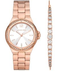 Michael Kors - Reloj para mujer Lennox de de acero inoxidable en tono oro rosa con tres agujas - Lyst