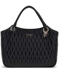 Guess - Sac shopper sac à épaule bandoulière Valla Tote Bag Black noir - Lyst