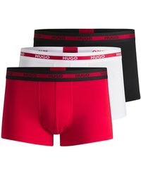 HUGO - Dreier-Pack Eng Anliegende Boxershorts Aus Stretch-Baumwolle Mit Logo Am Bund - Lyst
