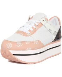 Guess - Scarpe Donna Sneaker Zeppa Hindle White/ Pink Ds22gu26 Fl5hidfal12 - Lyst