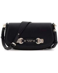 Guess - Mimina Flap Crossbody Shoulder Bag Black Black - Lyst