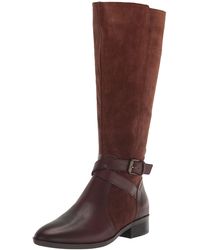 Naturalizer - S Rena Knee High Riding Boot Chocolate Bar Suede/leather Wide Calf 7 M - Lyst