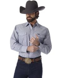 Wrangler - Big And Tall Cowboy Cut Western Long Sleeve Snap Work Shirt Washed Finish - Lyst