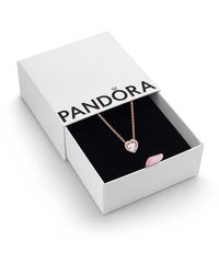 PANDORA - Timeless 14k Rose Gold-plated Sparkling Heart Collier Necklace - Lyst
