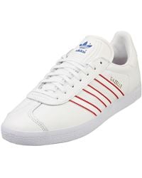 adidas - Gazelle Mens Casual Trainers In White Red - 9 Uk - Lyst