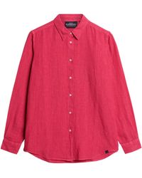 Superdry - Lässiges Hemd aus Leinen im Boyfriend-Stil Elektrisch Pink 42 - Lyst