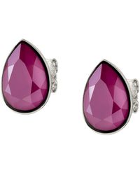Nomination Allure Earrings For Woman In Stainless Steel With Fuchsia Crystal. Made In Italy. - Purple
