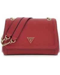 Guess - Schultertasche Umhängetasche Noelle II Convertible Xbody Flap Bag Garnet dunkelrot - Lyst