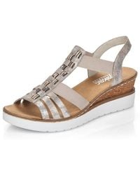 Rieker - V3822-90 Dawn Bequeme Sandalen In Rosa Metallic 39 Rose Metalic - Lyst