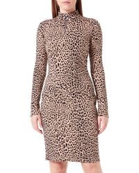 HUGO - Ninky Slim-Fit Kleid aus Jacquard mit Leoparden-Print und Reißverschluss am Ausschnitt Gemustert L - Lyst