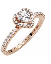 PANDORA - Anello a forma di cuore in lega placcata oro rosa 14 carati 52 - Lyst
