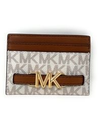 Michael Kors - 35s3g6rd3b Vanilla White/brown With Gold Hardware Card Case - Lyst