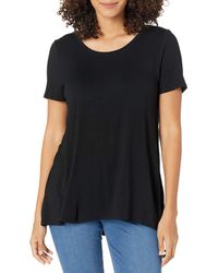 Amazon Essentials Camiseta de manga corta holgada con cuello redondo para mujer - Negro