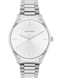 Calvin Klein Reloj Analógico de Cuarzo Unisex con Correa en Acero Inoxidable plateada - 25200168 - Blanco