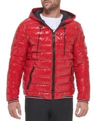 Calvin Klein - Hooded Shiny Puffer Jackets - Lyst
