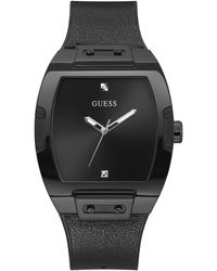 Guess - Trend Tonneau Diamond 43mm Stainless Steel Quartz Watch With Silicon+leather Strap - Lyst