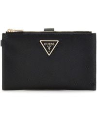 Guess - Portemonnee Laurel Ii Slg Double Zip Organizer Black Zwart - Lyst