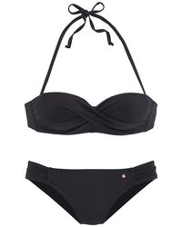 S.oliver - Bügel-Bandeau-Bikini Set in schwarz - Lyst