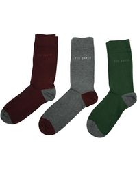 Ted Baker - London Marrley 3 Pair Pack Of S Ankle Socks Organic Cotton Grey - Lyst