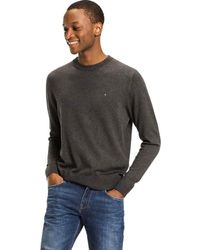 Tommy Hilfiger - S Designer Jumper - Grey Jumper S - Sweater - Core Cotton-silk Crew Neck Jumper - Charcoal - Size - Lyst