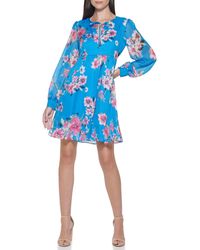 Kensie - Chiffon Floral Printed Shift Dress - Lyst