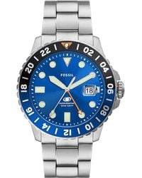 Fossil - Blue Gmt Stainless Steel Dual Time Watch - Lyst