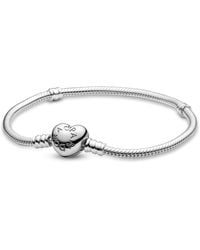 PANDORA - Disney Princess Moments Heart Snake Chain Bracelet - Lyst