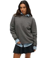 Superdry - Oversized Essential Logo Sweatshirt mit Rundhalsausschnitt Karbongrau Meliert XL - Lyst