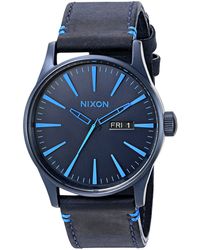 Nixon - A1052224-00 Sentry Leather Analog Display Japanese Quartz Blue Watch - Lyst
